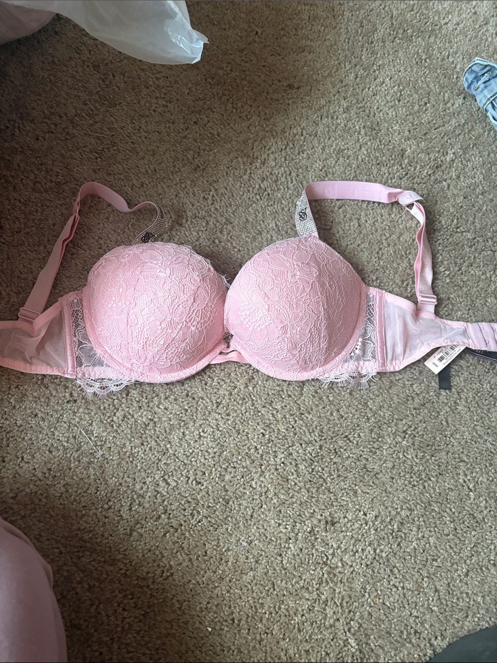 Pink Victoria secret Lace Push-Up Bra